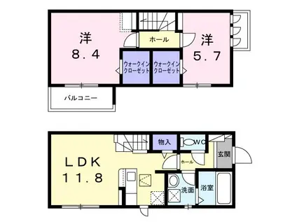 CASA VISTA(2LDK/1階)の間取り写真