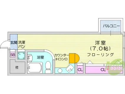 ラ・パルフェ・ド・東仙台(ワンルーム/3階)の間取り写真