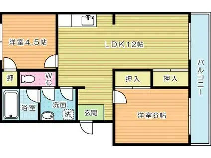 柳井コーポ(2LDK/2階)の間取り写真
