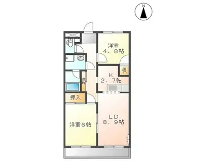 ベルエアー(2LDK/2階)の間取り写真