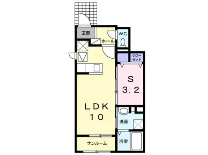 カレント・幸(1LDK/1階)の間取り写真