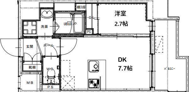 RESIDENCE花畑(1DK/7階)の間取り写真