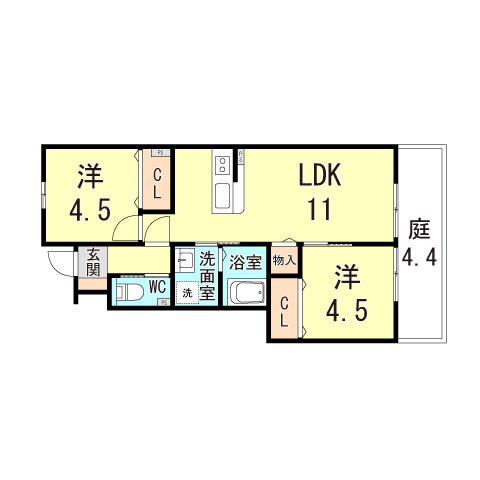クイーンズコート東落合C(3DK/1階)の間取り写真