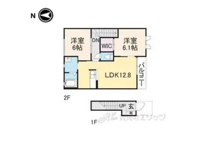ハピネス石原(2LDK/2階)の間取り写真