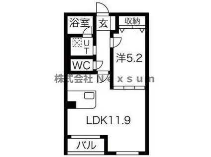 ホリーステージ城山(1LDK/3階)の間取り写真