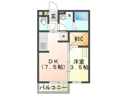 エスプワール城之内(1DK/2階)の間取り写真