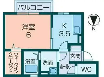 リヴェールシャトーA棟(1K/2階)の間取り写真