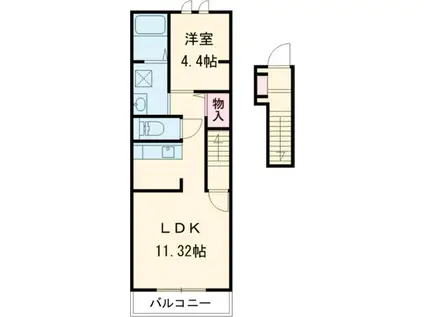 ポルテ・コート(1LDK/2階)の間取り写真