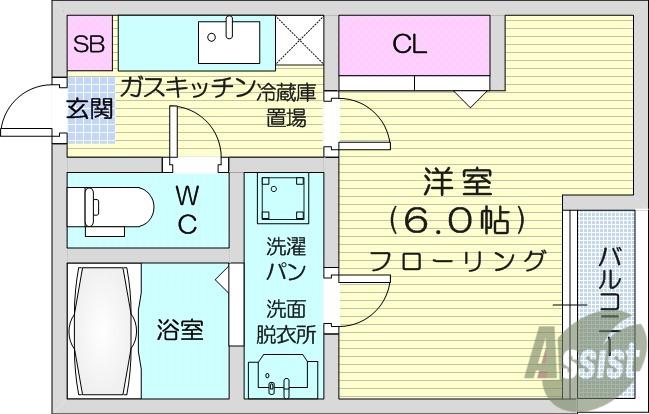 クレフラスト泉中央(1K/2階)の間取り写真
