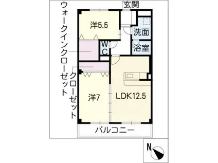 RESIDENCE四季 弐番館(2LDK/2階)の間取り写真