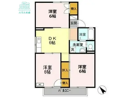 プレジール坂口A(3DK/2階)の間取り写真