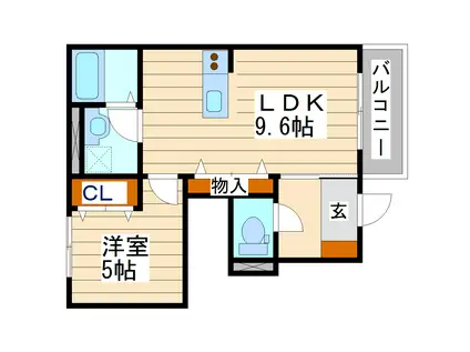 コンフィード(1LDK/1階)の間取り写真