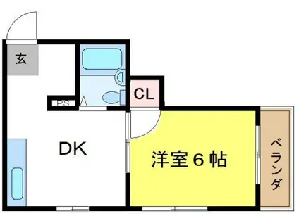 ロイヤル長吉(1DK/4階)の間取り写真