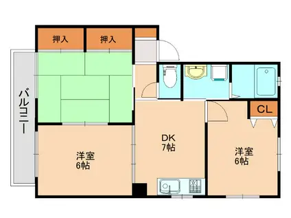 カーサマコイ大橋南(3DK/2階)の間取り写真