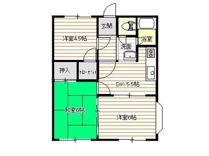 サンライフケヤキC(3DK/2階)の間取り写真
