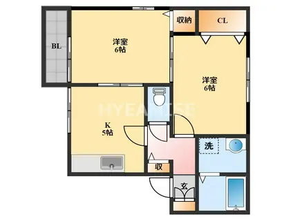 メゾンクレールA(2K/2階)の間取り写真