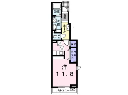 ル・プワゾン(ワンルーム/1階)の間取り写真