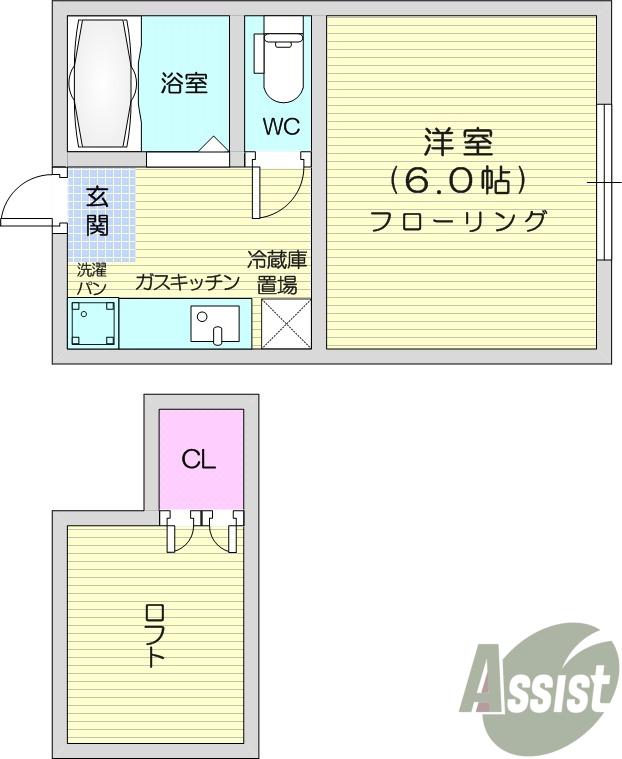アルム宮千代(1K/2階)の間取り写真