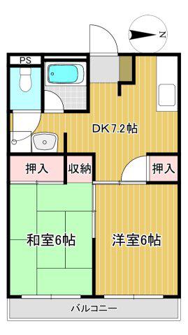 SKRハイツ(2DK/2階)の間取り写真