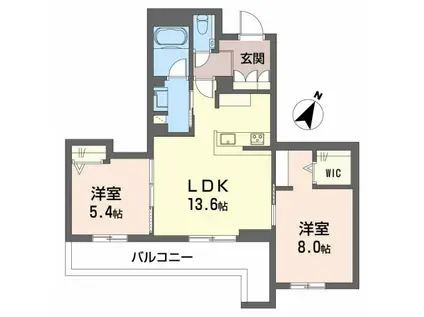 シャーメゾンガーデンズ芦屋浜町(2LDK/2階)の間取り写真