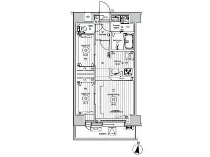 メイクスアート五反野(2LDK/3階)の間取り写真