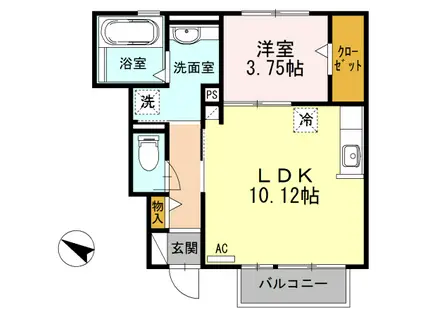 ピジョン ドゥ(1LDK/1階)の間取り写真