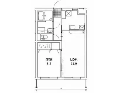 ユーミー奥田(1LDK/4階)の間取り写真