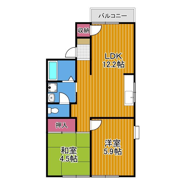 グリーンヒル小金台 D棟(2LDK/1階)の間取り写真