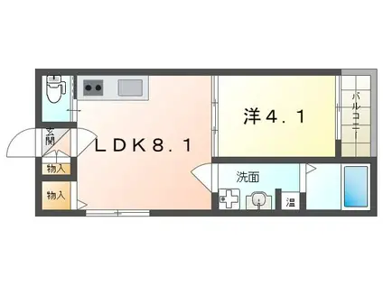 KVELL GARDEN 香里(1LDK/2階)の間取り写真