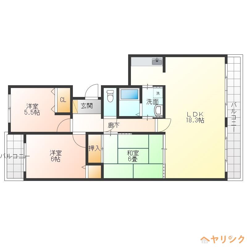 グラヂオーソ(3LDK/3階)の間取り写真