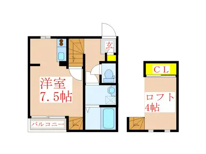 CORE(ワンルーム/1階)の間取り写真