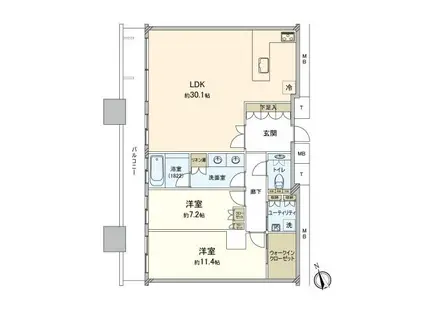 THE KITAHAMA(2LDK/50階)の間取り写真