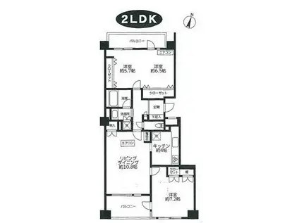 クレッセント新宿柏木 手無 フルリノベ 家族向 社宅可 独立(2LDK/3階)の間取り写真