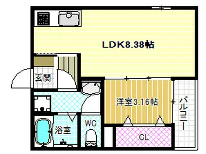 FSTYLE藤井寺道明寺1号館(1LDK/1階)の間取り写真