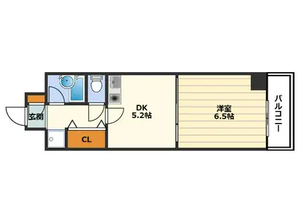 パークヒル扇町(1DK/8階)の間取り写真