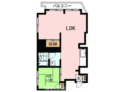 ユニオンコーポ下竜尾(1LDK/4階)の間取り写真