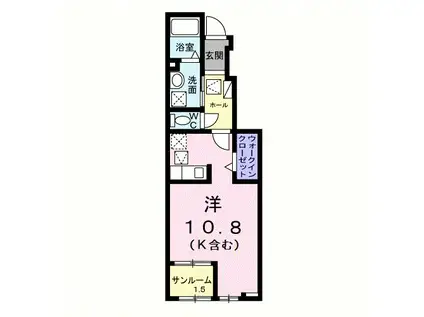 桜庵 A(ワンルーム/1階)の間取り写真