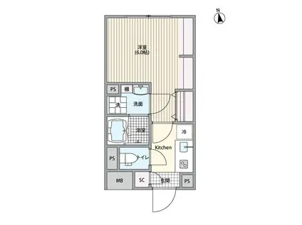 エルファーロ笹塚III(1K/1階)の間取り写真