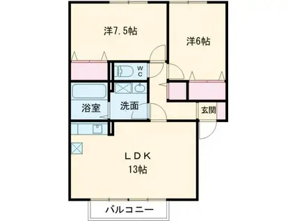 セヴェルSETAII(2LDK/2階)の間取り写真