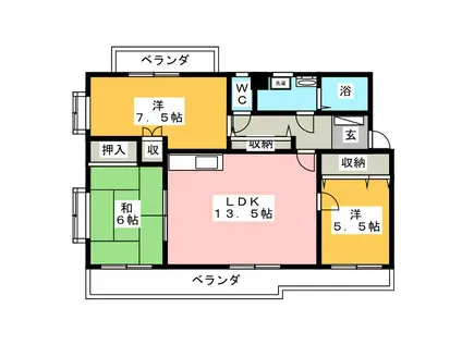 エスパレス湘南(3LDK/3階)の間取り写真
