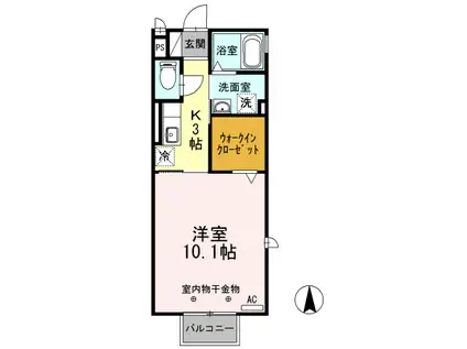 D-ROCK(1K/2階)の間取り写真