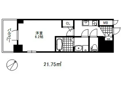 エスリード神戸グランドール(1K/12階)の間取り写真