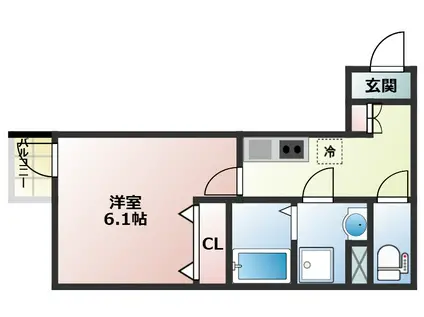 プルミエII(1K/3階)の間取り写真