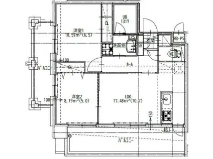 クインテットミナミフクオカ(2LDK/5階)の間取り写真