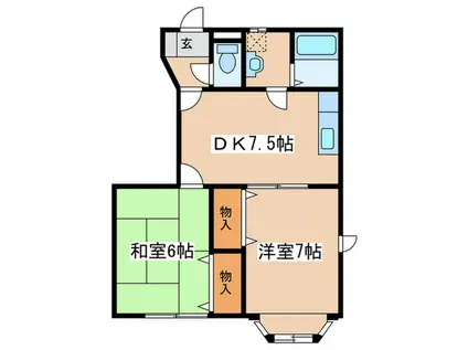 エスパシオIV(2DK/1階)の間取り写真