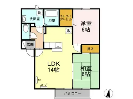 パークタウンナリタD(2LDK/2階)の間取り写真