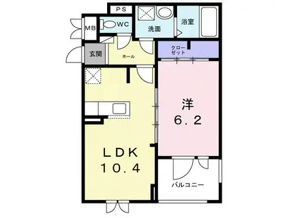 ベーネ・ウノ(1LDK/2階)の間取り写真