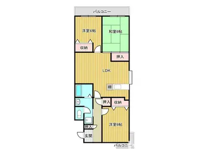 パロス沢良宜(3LDK/3階)の間取り写真
