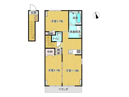 カーサノワールA(2LDK/2階)の間取り写真