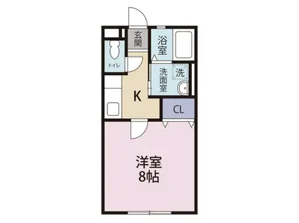 ヒルトップ(1K/1階)の間取り写真